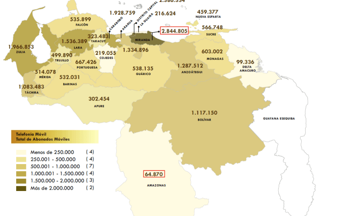 Miranda lidera el top 5 de usuarios móviles en&nbsp;Venezuela