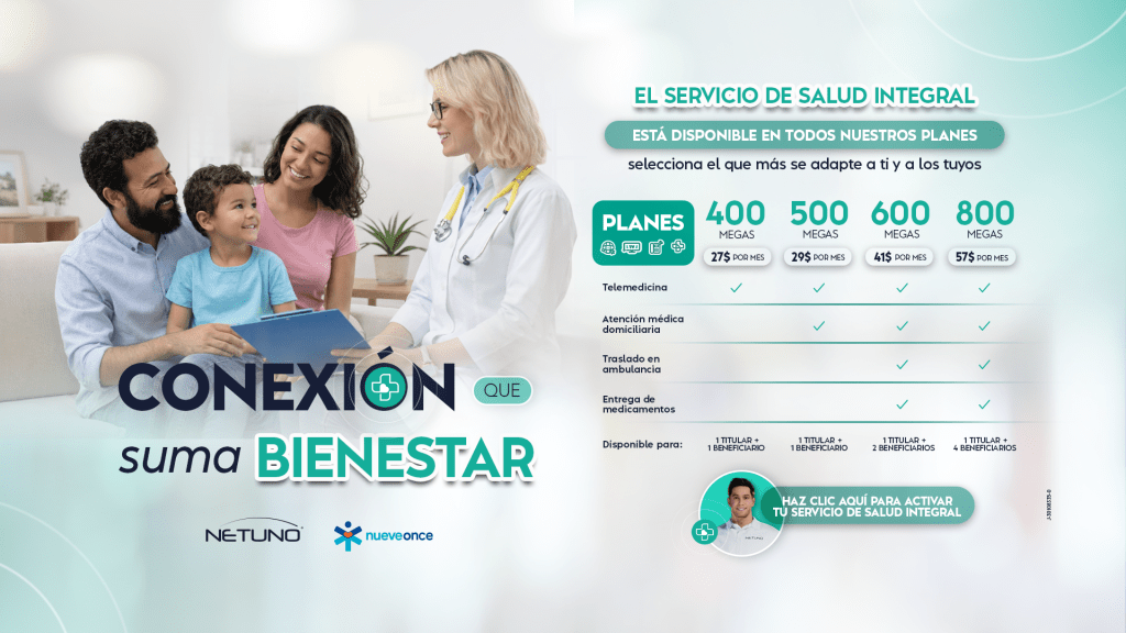 NetUno contrataca con servicios de salud incluido en sus planes desde&nbsp;400Megas